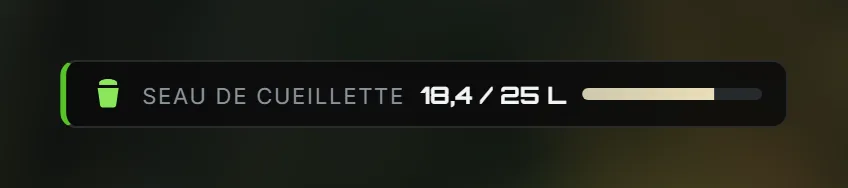 La pastille du seau : « Seau de cueillette 18,4 / 25 L »