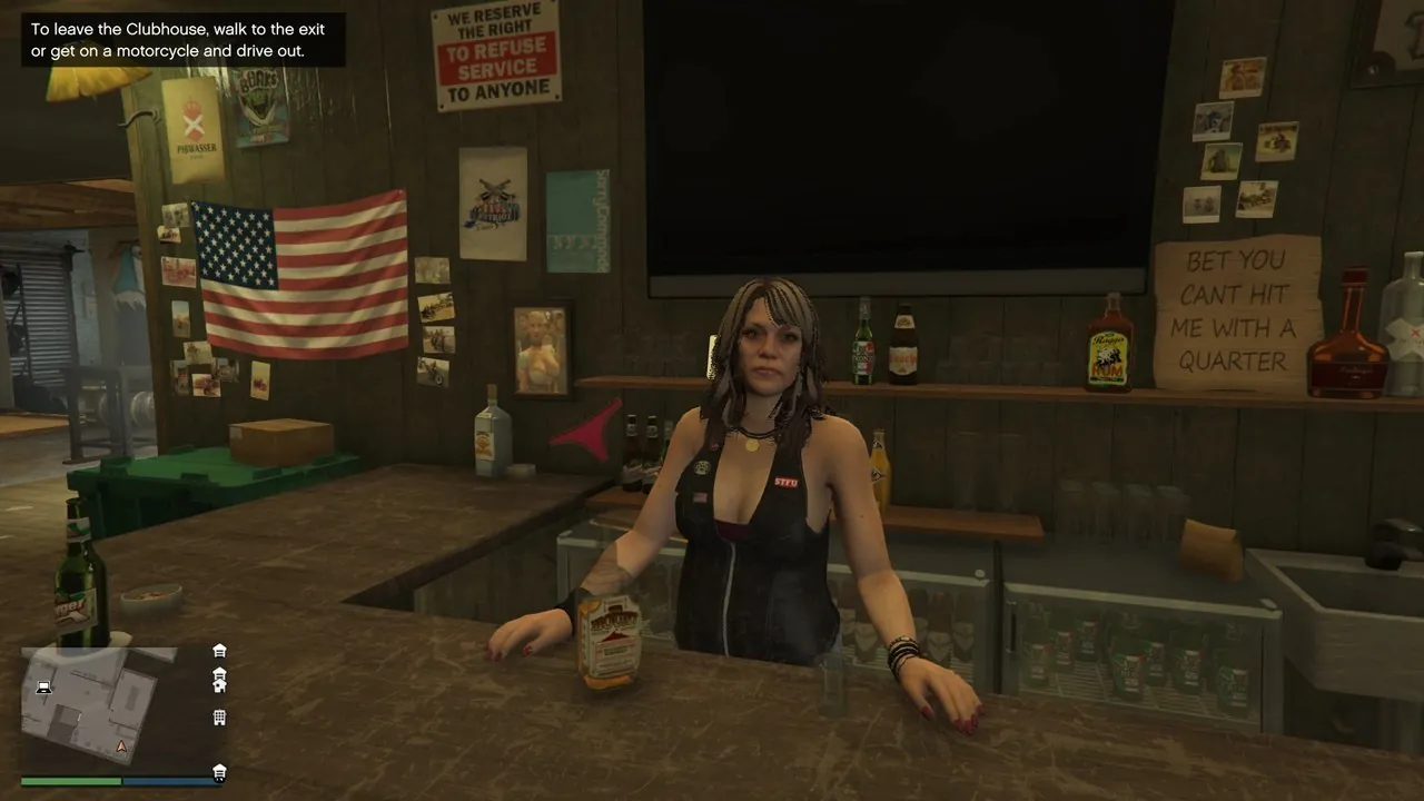 Le bar du clubhouse de motards