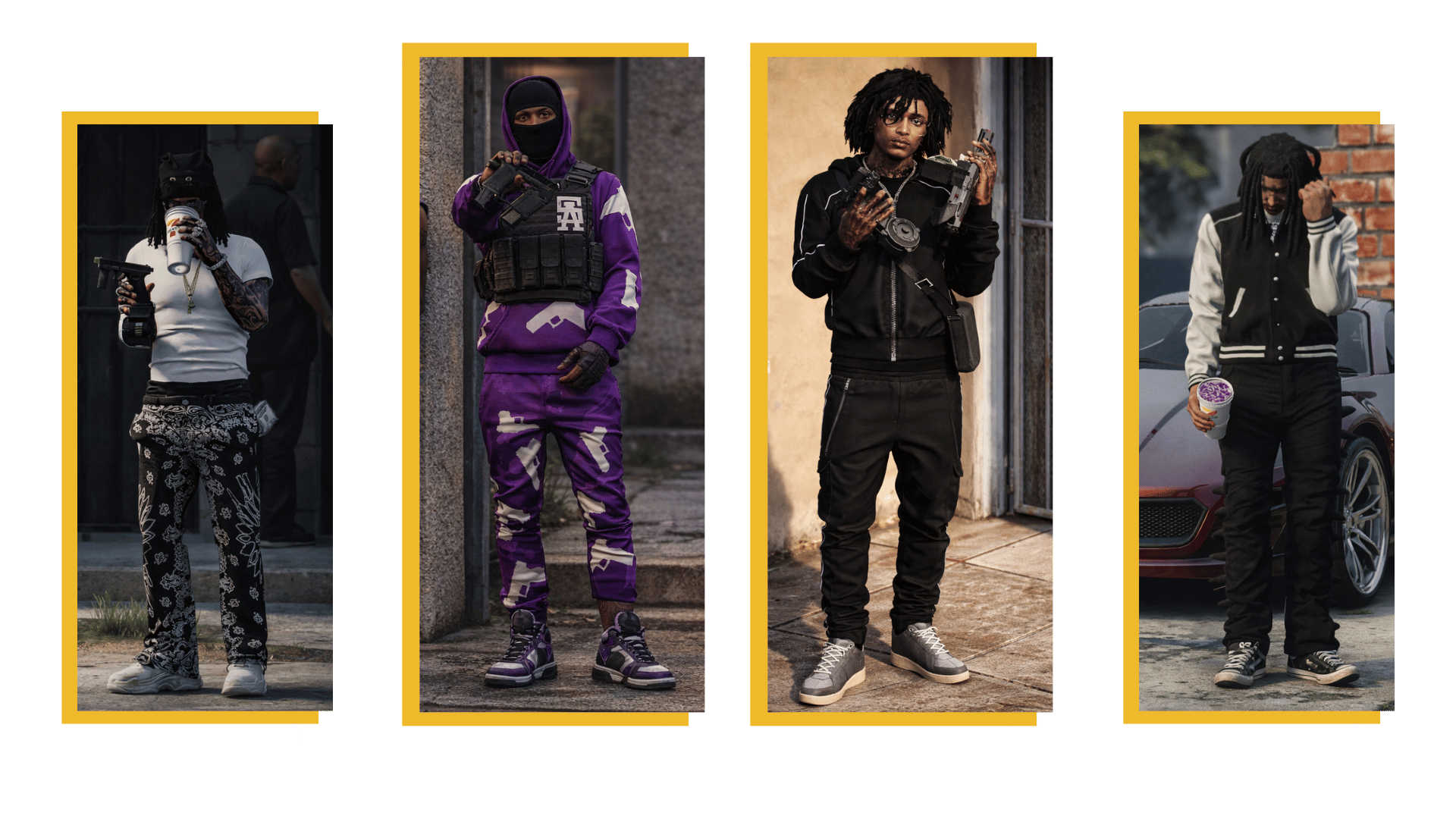 Quatre tenues streetwear homme