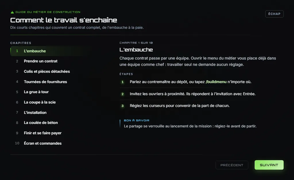 Le guide du métier ouvert au premier chapitre