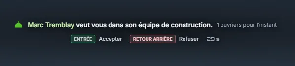 L'invitation reçue d'un chef d'équipe