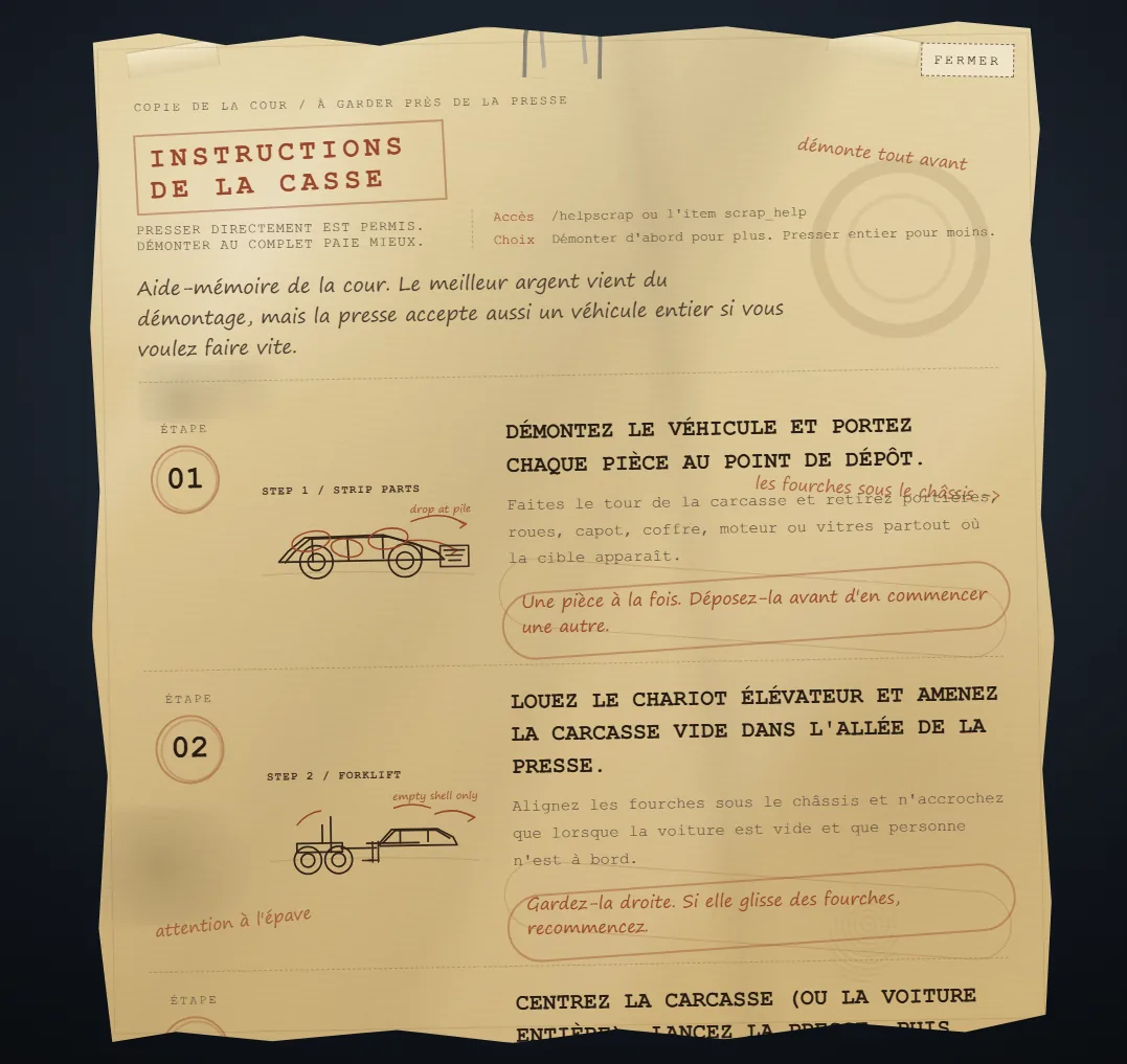 La feuille d'instructions de le démontage, page 1