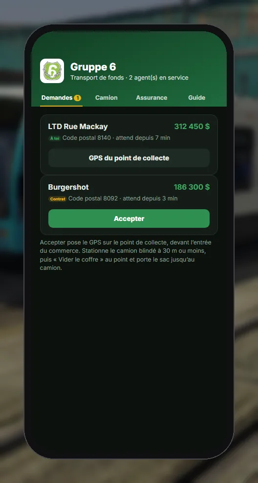 L'app Gruppe 6 : deux demandes de ramassage, une acceptée, une à accepter
