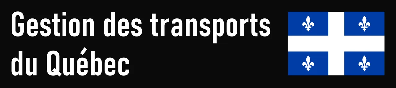 Logo de la Gestion des transports du Québec : le nom sur deux lignes à côté du fleurdelisé