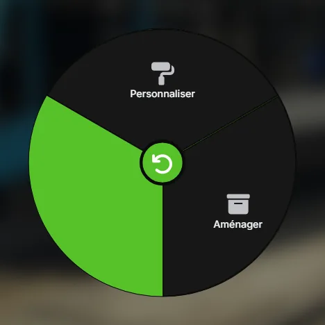 Le sous-menu Intérieur du QG : Personnaliser, Aménager